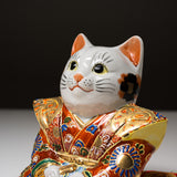 Kutani Ware Animal Ornament - Shogun Cat / 九谷焼 招き猫