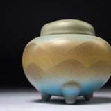 Kutani Ware Incense Burner - Mountain Scape / 九谷焼 香炉