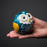 Kutani Ware Animal Ornament - Emerald Owl / 九谷焼 エメラルド梟