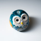 Kutani Ware Animal Ornament - Emerald Owl / 九谷焼 エメラルド梟