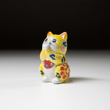 Kutani Ware Animal Ornament - Yellow Begging Cat ”Lemon” / 九谷焼 招き猫