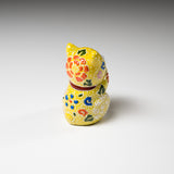 Kutani Ware Animal Ornament - Yellow Begging Cat ”Lemon” / 九谷焼 招き猫