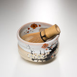 Kutani ware Premium Matcha Bowl - Plum Grove / 九谷焼 抹茶碗