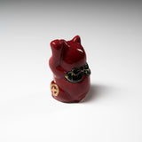 Kutani Ware Animal Ornament - Daruma Cat - Left Hand / 九谷焼 招き猫