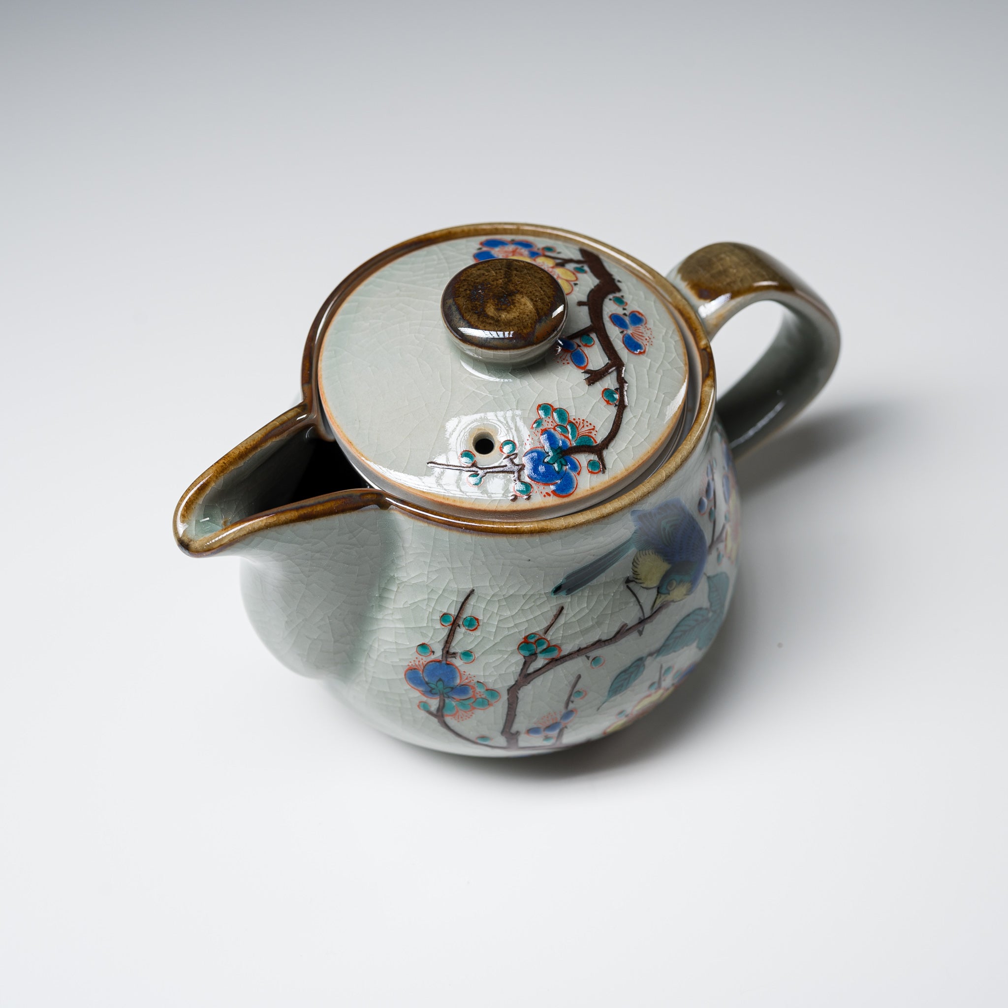 Kutani ware Small Tea Pot - Red-flanked bluetail / 九谷焼 急須