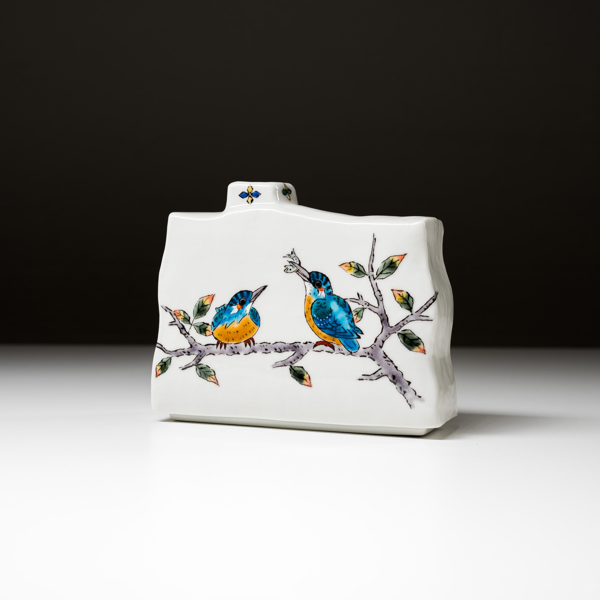 Kutani ware Vase - Kingfisher / 九谷焼 花器