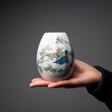 Kutani ware Egg Shape Vase - Lucky Blue Bird / 九谷焼 花入