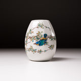 Kutani ware Egg Shape Vase - Lucky Blue Bird / 九谷焼 花入