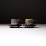 Kutani ware Japanese Pair Mug Cup with Saucer - Blue Bird /九谷焼 ペアマグカップ