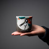 Kutani ware Japanese Yunomi Tea Cup - Chickadee / 九谷焼 湯呑み