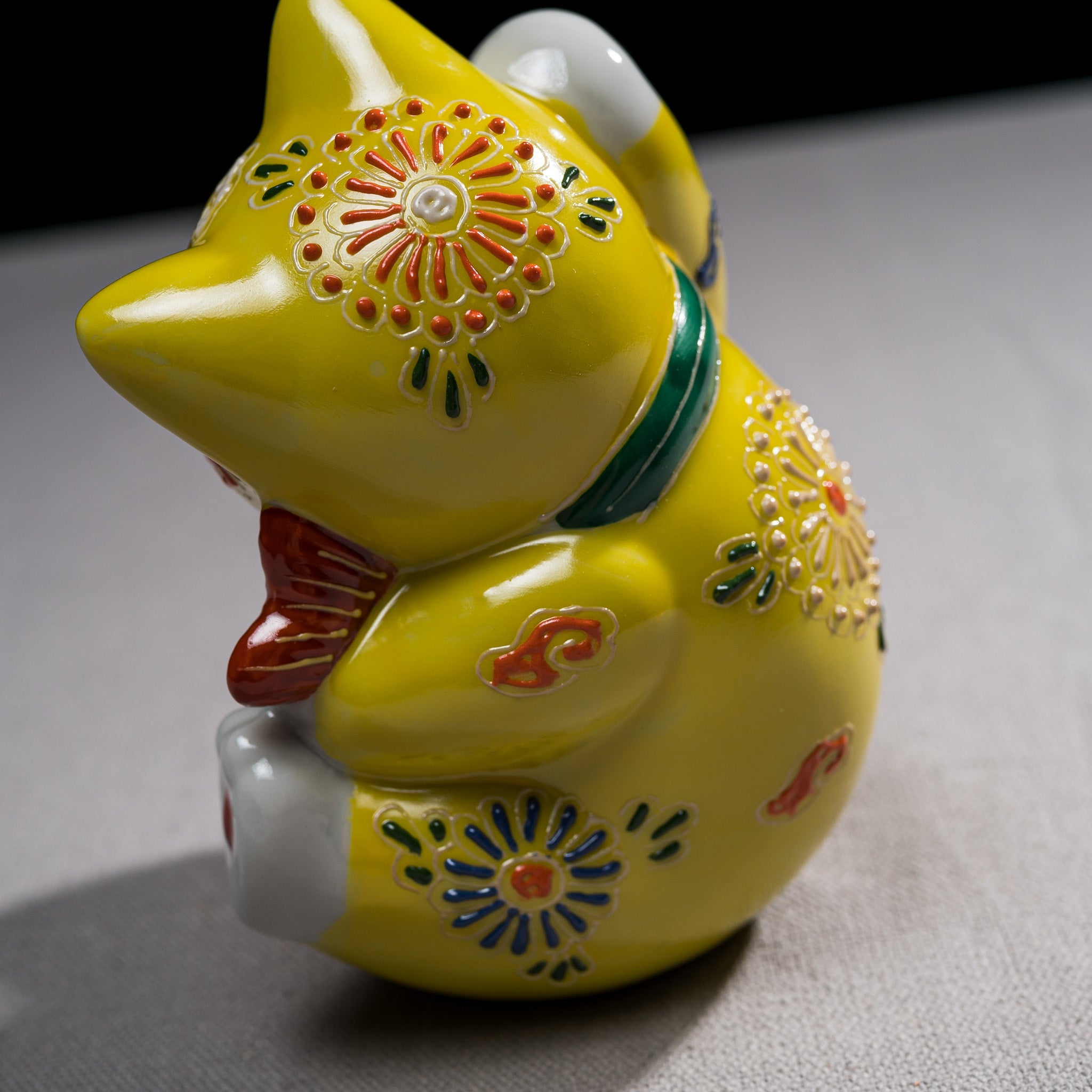 Kutani Ware Animal Ornament - Yellow Cat