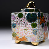 Kutani Ware Incense Burner - Cubed Hanazume / 九谷焼 香炉