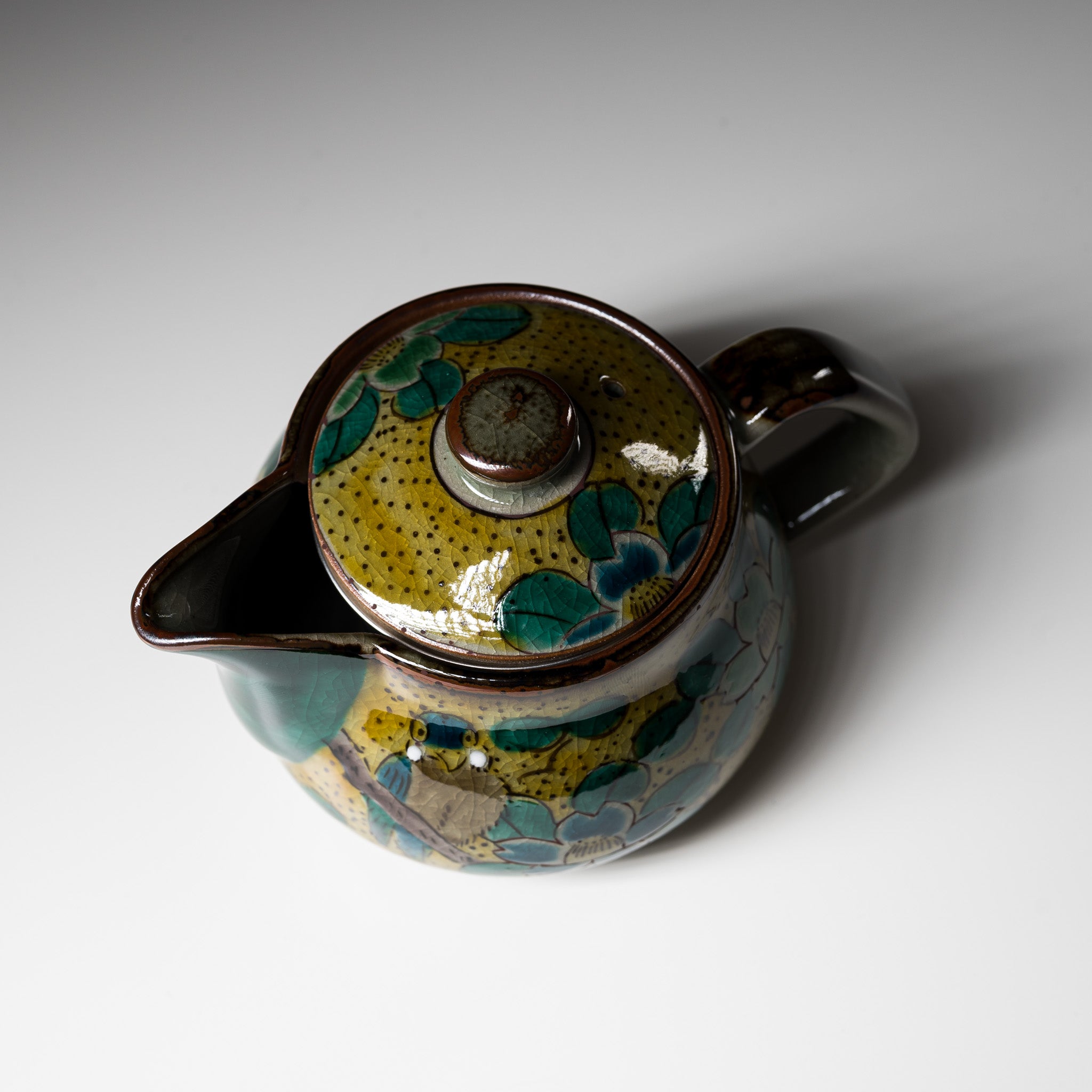 Kutani ware Single Tea Pot - Sasanqua Flower - 360 ml / 九谷焼 急須