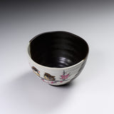 Kutani ware Large Rice Bowl - Sparrow with Sakura / 九谷焼 茶碗