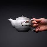 Kutani ware Teapot - Nakamura Toshito - Sparrow in Snow / 九谷焼  急須