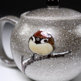 Kutani ware Teapot - Nakamura Toshito - Sparrow in Snow / 九谷焼  急須