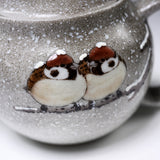 Kutani ware Teapot - Nakamura Toshito - Sparrow in Snow / 九谷焼  急須