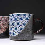 Kutani ware Pair Mug Cup - Asanoha / 九谷焼 ペアマグカップ