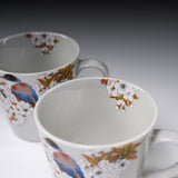 Kutani ware Pair Mug Cup - White Kacho / 九谷焼 ペアマグカップ