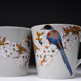 Kutani ware Pair Mug Cup - White Kacho / 九谷焼 ペアマグカップ