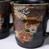 Kutani ware Pair Mug Cup - Hanazume Flower / 九谷焼 ペアマグカップ