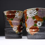 Kutani ware Pair Mug Cup - Hanazume Flower / 九谷焼 ペアマグカップ