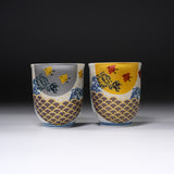 Kutani ware Pair Tea Cup - Little Chidori Birds / 九谷焼 ペア湯呑み