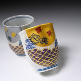 Kutani ware Pair Tea Cup - Little Chidori Birds / 九谷焼 ペア湯呑み