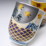 Kutani ware Pair Tea Cup - Little Chidori Birds / 九谷焼 ペア湯呑み