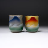 Kutani ware Pair Tea Cup - Mt.Fuji / 九谷焼 ペア湯呑み