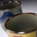 Kutani ware Pair Tea Cup - Mt.Fuji / 九谷焼 ペア湯呑み