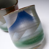 Kutani ware Pair Tea Cup - Mt.Fuji / 九谷焼 ペア湯呑み