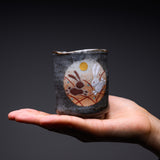 Kutani ware Pair Yunomi Cup - Full Moon Rabbit / 九谷焼 ペア湯呑み