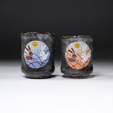 Kutani ware Pair Yunomi Cup - Full Moon Rabbit / 九谷焼 ペア湯呑み