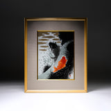 Kutani ware Premium Framed Porcelain Artwork - Fukuda Yoshinori - Carp / 九谷焼