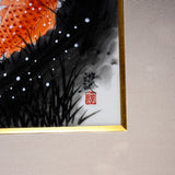 Kutani ware Premium Framed Porcelain Artwork - Fukuda Yoshinori - Carp / 九谷焼