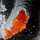 Kutani ware Premium Framed Porcelain Artwork - Fukuda Yoshinori - Carp / 九谷焼