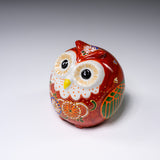 Kutani ware Premium Owl Ornament - Strawberry  / 九谷焼 梟