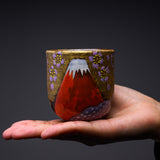 Kutani ware Premium Pair Tea Cup - Mt.Fuji with Sakura / 九谷焼 ペア湯呑み