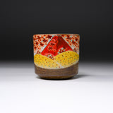 Kutani ware Premium Teacup with Wooden Gift Box - Red Fuji / 九谷焼 湯呑み
