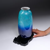 Kutani ware Premium Vase - Blue Ginsai / 九谷焼 花瓶