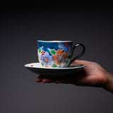 KOKUZO Kiln Kutani Ware Cup & Saucer - Summer Wind / 虚空蔵窯