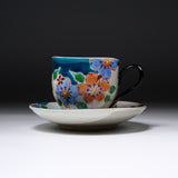 KOKUZO Kiln Kutani Ware Cup & Saucer - Summer Wind / 虚空蔵窯