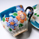 KOKUZO Kiln Kutani Ware Cup & Saucer - Summer Wind / 虚空蔵窯