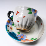 KOKUZO Kiln Kutani Ware Cup & Saucer - Summer Wind / 虚空蔵窯