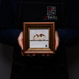 Kutani ware Framed Porcelain Artwork - Toshito Nakamura - Pair Sparrow / 九谷焼