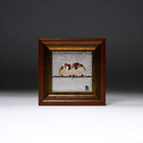 Kutani ware Framed Porcelain Artwork - Toshito Nakamura - Pair Sparrow / 九谷焼