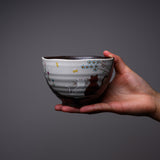 Kutani ware Large Rice Bowl - Twilight Cat / 九谷焼 茶碗