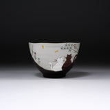 Kutani ware Large Rice Bowl - Twilight Cat / 九谷焼 茶碗