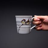 Kutani ware Mug Cup - Nakamura Toshito - Sparrow in the Snow / 九谷焼  マグカップ